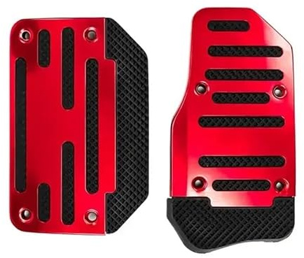 Bremse Pedalauflagen 2 Stücke Universal Aluminium Automatische Übertragung Auto Fuß Gas Blau Pedal Set Rot Silber Abdeckung Rutschfeste Pedale Kraftstoff Bremse FuàŸ pedale(Red)