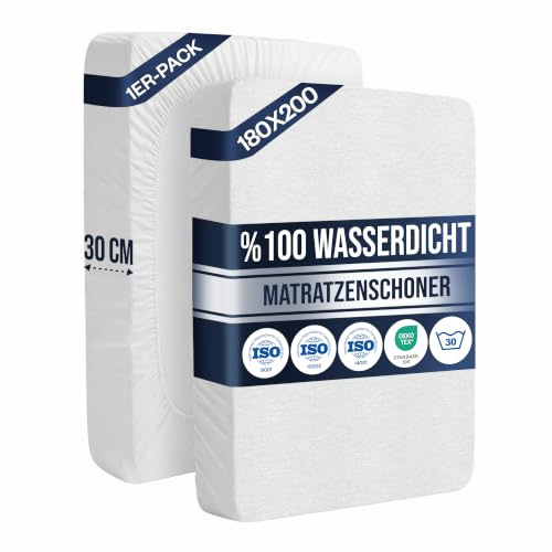 FORMEYA Matratzenschoner 180x200 Mikrofaser | wasserdichte Matratzenauflage mit Nässeschutz, Oeko-TEX Matratzenschutz, Waschbar, Weich, Atmungsaktiv, Mattress Protector Weiß
