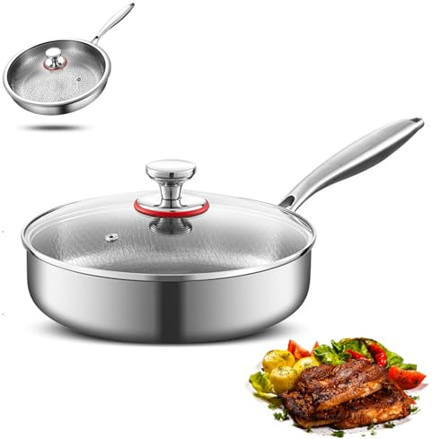 BAKENLON Sartén de titanio Ø 28 cm, sartén de titanio sin revestir, sartén antiadherente resistente a los arañazos, sartén martillada, sartén premium para inducción, resistente al horno y al horno