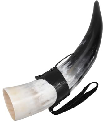 Homoyoyo Wikinger Trinkhorn Großer Becher in Hornform Gelb, Mittelalterlich | Trinkhorn mit Ständer, Große Kapazität für Bier und Met, Retro Dekor, Tragbar für Draußen