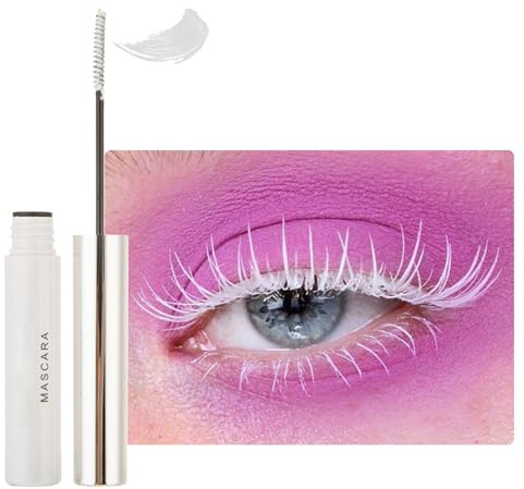 Ultra Fine Mascara Wasserfest, 5D Weiß Wimperntusche Lange Wimpern, Mascara Primer mit Silk Fiber, Wischfest & Nicht Klumpend Wimperntusche für Volumen/Definition, White Augen Make Up mit Glatt Texur