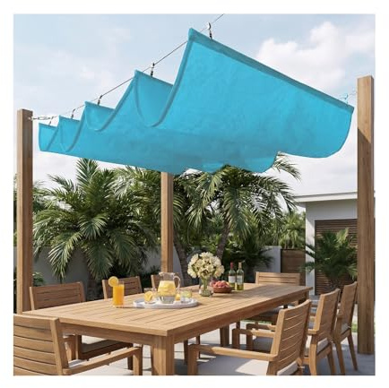 Tenda parasole retrattile a onda,Pergola Copertura Ombreggiante Forma A U，impermeabile,Tenda onda retrattile，protezione UV al 95%,per esterni,patio,giardino e terrazza(W0.8*L5m/W2.62*L16.41ft)
