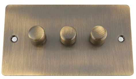 Antique Brass Flat Dimmer 3 Gang 400W