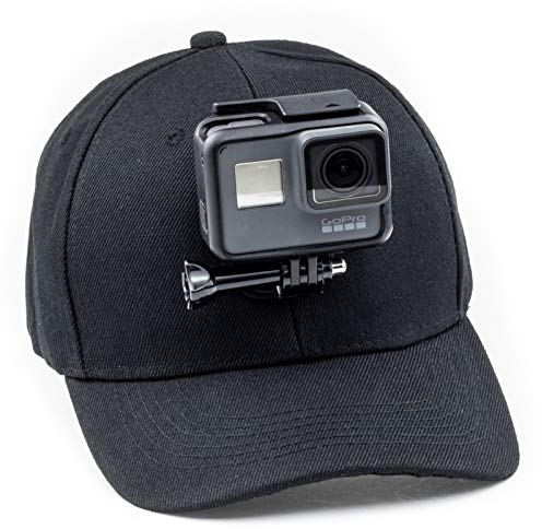 Digicharge Baseball Cap Hat with Action Camera Holder Mount Bracket Compatible for GoPro Max Hero Akaso Dragon Touch Apexcam Crosstour Campark Fitfort Apeman Camkong Victure Kitvision Cam Black