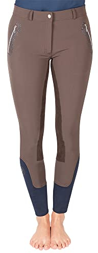 Pfiff 102675 Reithose Indira, Lederimitat Vollbesatz Damenreithose, Damen Braun 44