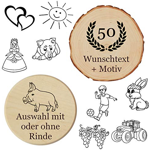 Glasdeckel - Glasuntersetzer mit persönlicher Gravur, Name + Motiv, mit oder ohne Rinde - multifunktionaler Holzdeckel, Glasabdeckung, Insektenschutz, Untersetzer, Bierglasdeckel, Bierdeckel