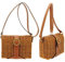 GIUDI ® Korbtasche Eckig Klein Leder Braun Cognac Toffee Echtleder Vintage Boho Hippie Bohemian Umhängetasche Strohtasche Rattan Strand Designer Trachten Trend Hochwertig Nachhaltig