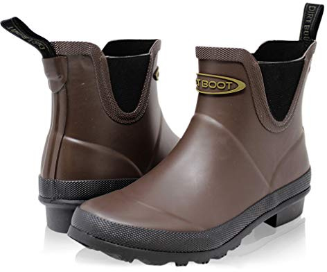 Dirt Boots Neoprene Waterproof Equestrian Slip On Stable Muck Yard Chelsea Boots (Brown, 8)