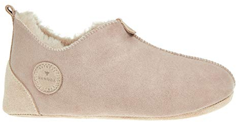 Vanuba Handgemacht Lammfell Hausschuhe Damen Winter Oxford Warme Hausschuhe Geschlossen - Pantoffeln Damen - Hüttenschuhe 41 Beige