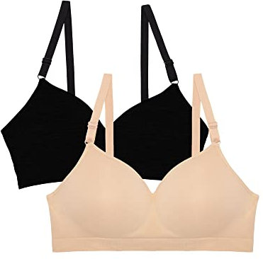 Fruit of the Loom Women's Seamless Wire Free Push-up Bra, Opaque, Black Hue/in The Buff 2-Pack, 36B (Pack of 2)