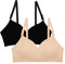Fruit of the Loom Women's Seamless Wire Free Push-up Bra, Opaque, Black Hue/in The Buff 2-Pack, 36B (Pack of 2)