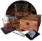 Juego de regalo de piedras de whisky y vaso, 4 piedras de enfriamiento de granito y vaso de whisky en caja de madera, juego de regalo de whisky con pinzas de hielo, posavasos de pizarra