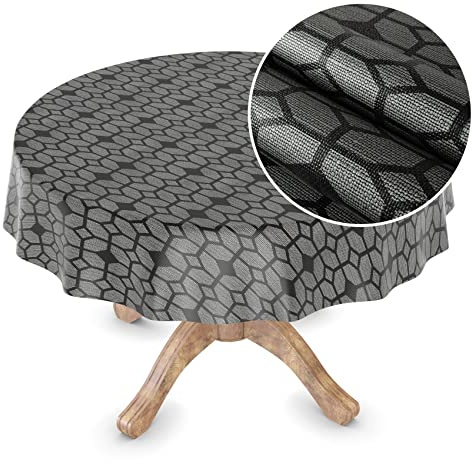 Wachstuchtischdecke Wachstuch Tischdecke abwaschbar Wachstischdecke Rechteck, rund, oval Premium Prägung Gartentischdecke Elegance Rund 120cm Schnittkante Heidi