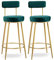 Guyifuny Juego de 2 taburetes Altos para mostrador de Cocina, taburetes de Bar de Terciopelo con Patas de Metal Dorado y reposapiés para Isla de Cocina/Bar de casa, Verde