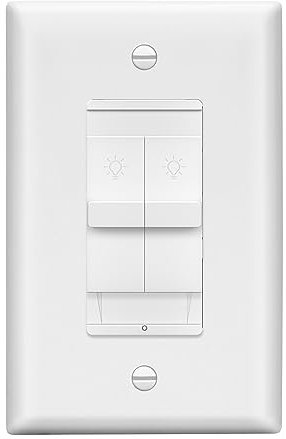 LIDER Combination Dual Dimmer Light Switch Control, 2 Sliding Light Controls, Single Pole, 400W CFL/LED, 600W Incandescent/Halogen Dual Loads Total, Wall Plate Included, White