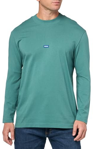 HUGO Men's Small Patch Logo Long Sleeve T-Shirt, Lettuce Green, Large