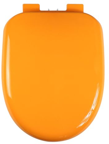 Dazzluxe 16,5-Zoll-Toilettensitze, Farbiger Toilettensitz Mit Absenkautomatik Und Rutschfesten Sitzstoßstangen, PP-Toilettensitz Mit Schnellverschluss,Orange