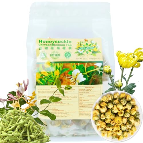 SIFANGDA Geißblatt Chrysanthemen Tee 金银花菊花茶 8.8oz(250g,5gx50P) Honeysuckle Chrysanthemum Tea Natürlicher Chinesischer Kräuter Tee