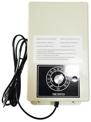 Ozongenerator für Wasser und Luft, 2000mg/h Ozonizer Negativ-Ionen Luftreiniger, Ozongenerator Luftreiniger Desodorierer für Wasser, Gemüse, Obst, Badewannen kleine Pools (2000 mg/h)