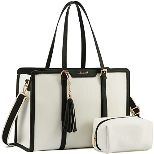 LOVEVOOK Laptop Handtasche Damen 15,6 Zoll Tote Shoulder Crossbody Bag Groß Canvas Shopper Tasche Elegante Schultertasche Aktentasche Arbeitstasche Lehrertasche für Büro Business Work Reise Freizeit
