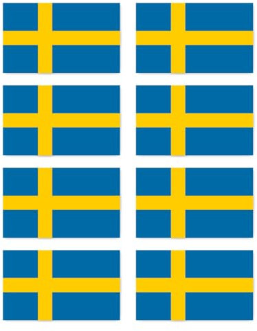 Aufkleber: 75x45 mm, 8 Stück - Flagge - Schweden - SE - für Auto, Koffer, Laptop und mehr