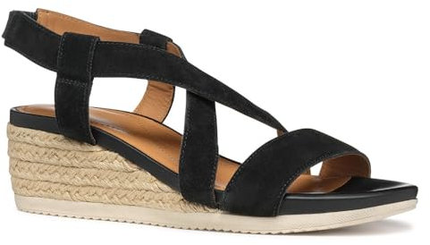 Geox D Ischia Corda A, Sandalo con Zeppa Donna, Black, 35 EU