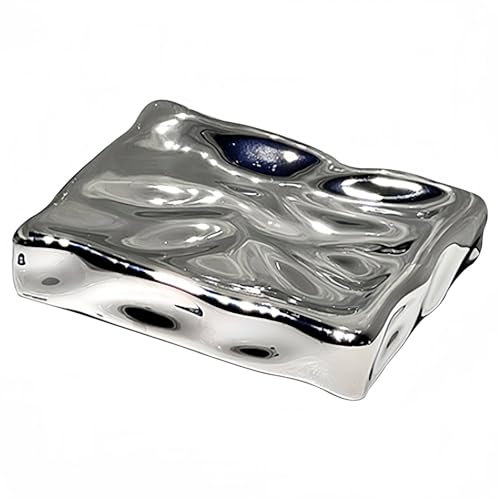 Dowbom Einfarbige Seifenschalen im europäischen Stil für Seife, rechteckige Badezimmer-Seifenschale, Seifenhalter (Silber, 14 cm)