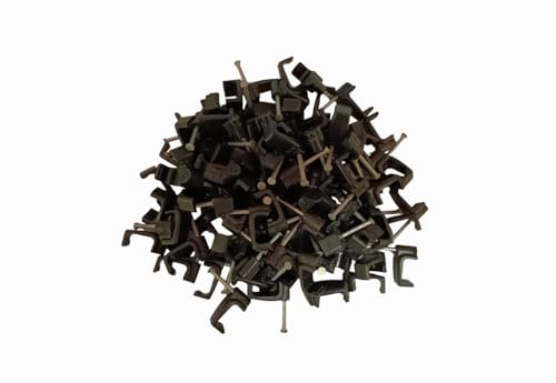 6mm2 Flat Twin & Earth Cable Clips Black, 100 Pack, Nail Clips for Electrical Cables 14x7mm Black Cable Clips