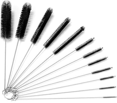 MUTORE Bottle Brushes,12pcs Long Straw Cleaning Brush,Nylon Bottle Cleaning Brush for Cleaning,Radiator Cleaner Brush,Pipe Cleaners for Teapot Baby Bottle Test Tube Flask Straw,Black
