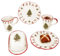 MamboCat Maestro Natale 5tlg Frühstücksset I 1x Butterdose, 2X Frühstücksteller & 2X Kaffeebecher für 2 Personen mit Weihnachtsdekor I Keramik-Geschirr für Weihnachten
