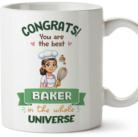 MUGFFINS Baker Woman Mug - in English - Best in Universe Trophy - Funny Gift for Colleagues - Ceramic 11oz Mug