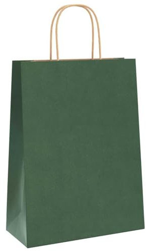 vidaXL Papiertragetaschen 50 Stk., Papiertüten mit Henkeln, Kraftpapiertüten, Geschenktüten für Einkaufen Hochzeiten Verpackungen Partys Geburtstag Weihnachten, Grün 26x12x35cm