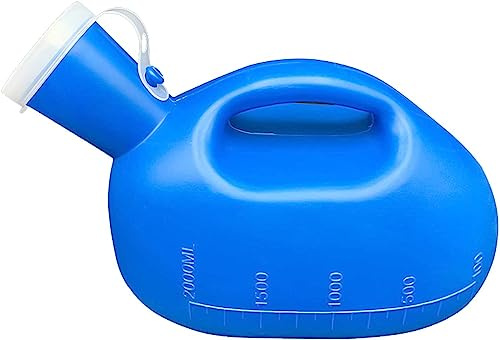 Mens Urine Bottles Spill Proof， Urinals for Men - 2000mL Thick Plastic Mens Bedpan Bottle with Lid - Male Portable Pee Bottles - Travel Urine Collection Containers