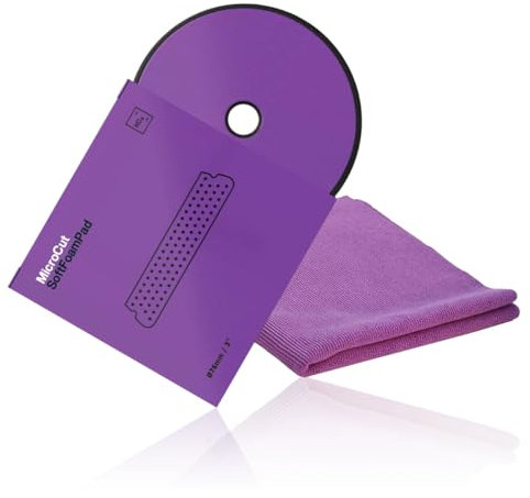 wortek Polierpad Set Koch Chemie Micro Cut Soft Foam Pad Polierpad Ø 76 x 25 mm inkl Microfaser Micro Cut Poliertuch Auto Polierset für Exzenter Poliermaschine