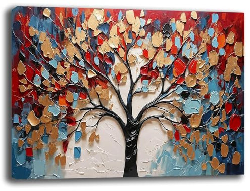Quadro Moderno ALBERO della VITA Colori Astratto Quadri moderni soggiorno da Parete grande XXL Stampa su tela Canvas Decorazione Murale muro Arredo Camera da letto Cucina (12, 70x100 cm)