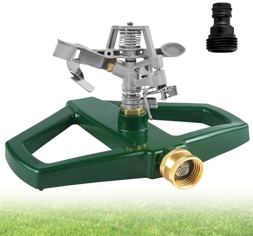 Aspersor de césped con base de metal, 360 giratorios, riego de jardín, aspersor de impulso, aspersor de césped, grandes áreas, aspersor de pulsación, sistema de riego de jardín, para riego de césped