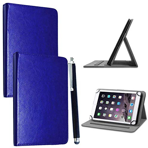 10inch Tablet Case Cover - Universal Leather Stand Case Folio Cover Magic Leather 360° Rotating Case Fits for ALL 10 Inch & 10.1 Inch Android Tablets tab + Stylus Pen (BLUE CASE COVER)