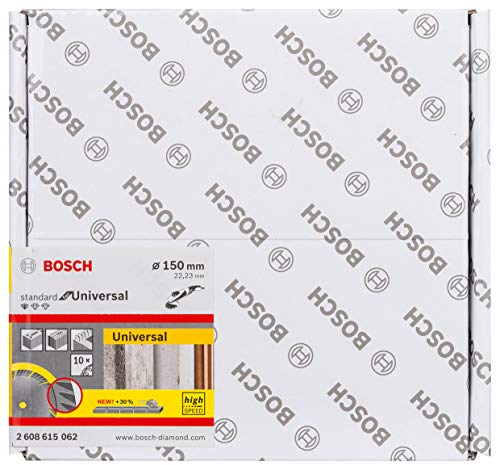 Bosch Professional - 10 dischi diamantati standard per smerigliatrice angolare (calcestruzzo e muratura, 150 x 22,23 mm, accessori