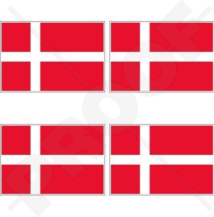 DÄNEMARK Dänische Flagge Dänemark 50mm Auto & Motorrad Aufkleber, x4 Vinyl Stickers