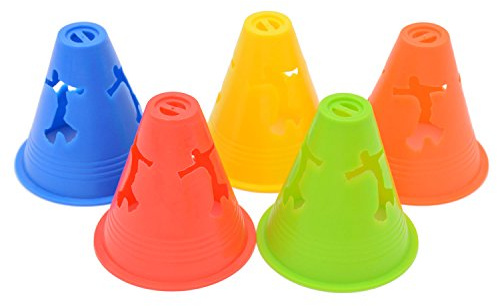 Famgee 7,6 cm Coni plastica Antivento Inline Roller Skating Pile Cup Roadblocks Sport Training Traffico Stradale Set con Fori per Skate Pratica 5 Colori 20 pz