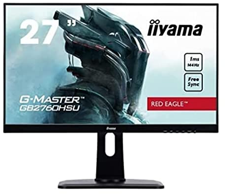 iiyama G-MASTER Red Eagle GB2760HSU-B1 68.6 cm, 27 Pollici, Gaming Monitor Full-HD 144Hz, HDMI, DisplayPort, USB 2.0, 1ms Tempo di Risposta, FreeSync, Regolabile in Altezza, Pivot, Nero