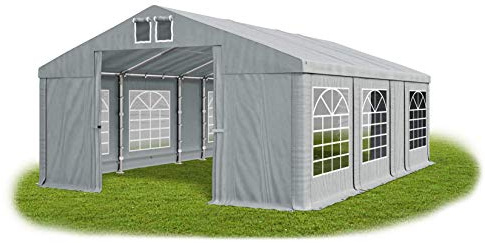 Das Company Partyzelt 5x7m wasserdicht grau Zelt Dachplane modular 580g/m² PVC hochwertig Gartenzelt Summer MS/SD