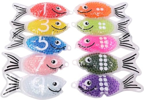 Anthony Peters AP/2445/SFS Bubble & Squish Sensory Squidgy Fish Shapes Numbered 1-10 Multi Coloured Pack of 10 Suitable 2+,155 x 60 x 10 mm