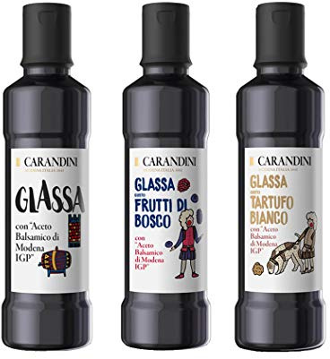 Tris Glasse con Aceto Balsamico di Modena IGP Carandini: Classica, Frutti di Bosco, Tartufo Bianco 250 ml x 3