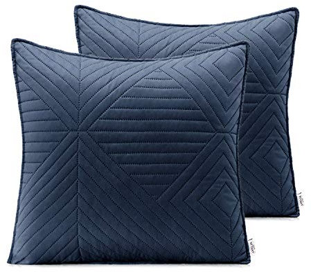 AmeliaHome 2 Kissenbezüge 45X45 cm anthrazit Flieder Kissenhüllen Set Ultrasonic Steppung Polyester Softa