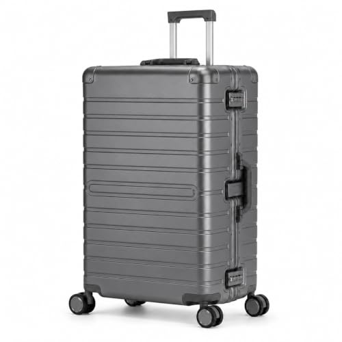 Travelhouse Oslo L Aluminium Reisekoffer 75 x 48 x 29 cm 102 L Grau | Großer Hartschalenkoffer mit 102 l, Alu-Rahmen, Gummidichtung, 2 TSA-Schlössern und leisen Doppelrollen