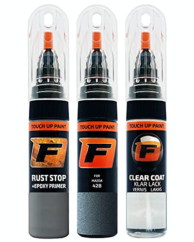 FIRANTO Lackstift Autolack Reparaturset für Mazda 42B Blue Reflex - 3-in-1 Autolack Kratzer Reparaturstift 15ml Grundierung, Klarlack