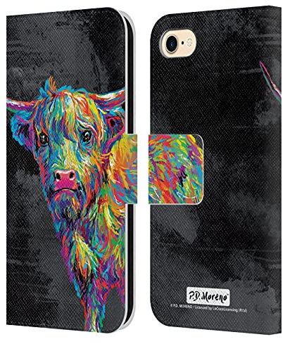 Head Case Designs Officially Licensed P.D. Moreno Reuben The Highland Cow Animals II Leather Book Wallet Case Cover Compatible With Apple iPhone 7/8 / SE 2020 & 2022