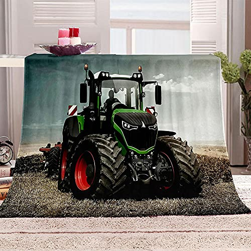 3D Wohndecke Traktor 150x200 cm kuscheldecke Flanell mikrofaser Mikrofaser Weich Warmes Flausch Sofadecke,Für Betten und Sofas