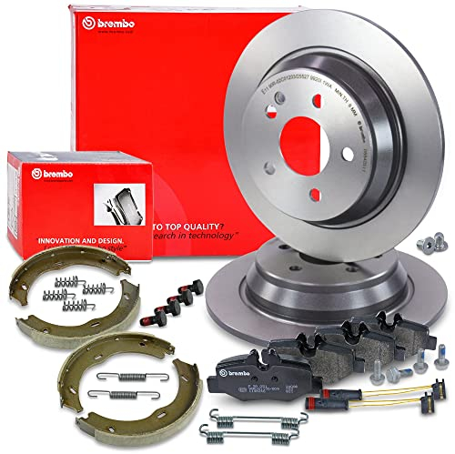 BREMBO Coated Disc Line Bremsenset Hinterachse inkl. Bremsscheiben Hinten Ø 296 mm Voll und Bremsbeläge Hinten, Kompatibel mit MERCEDES-BENZ VIANO (W639), VITO/MIXTO Kasten (W639), VITO Bus (W639)